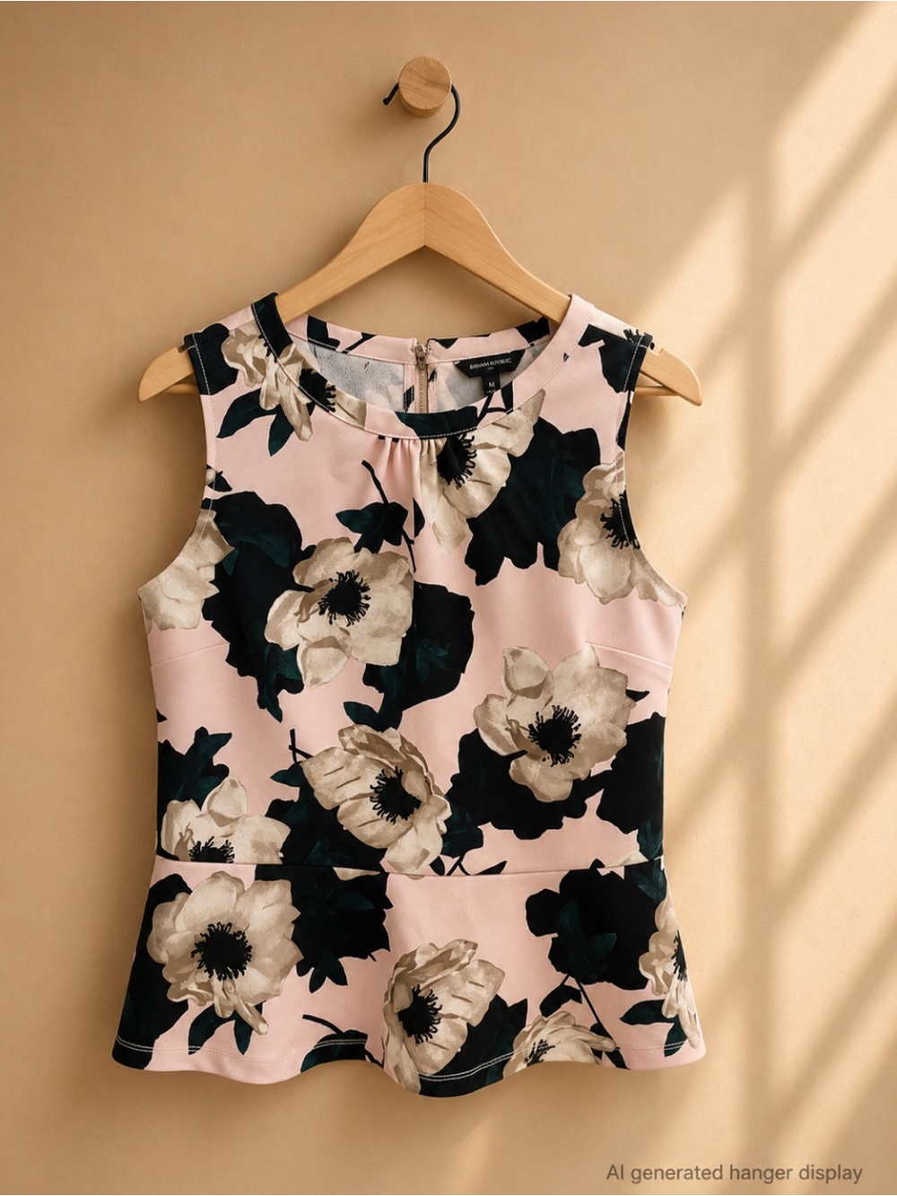Banana Republic Factory Pink and Black Floral Blouse